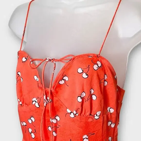 NWT SUPERDOWN cherry print mini “merci” dress red/white summer size small - Picture 3 of 8